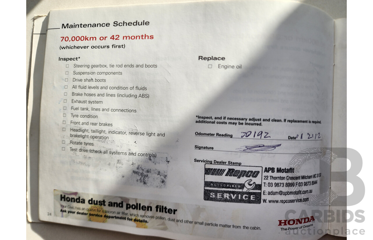 12/2007 Honda Civic Vti-L MY07 4d Sedan Blue 1.8L