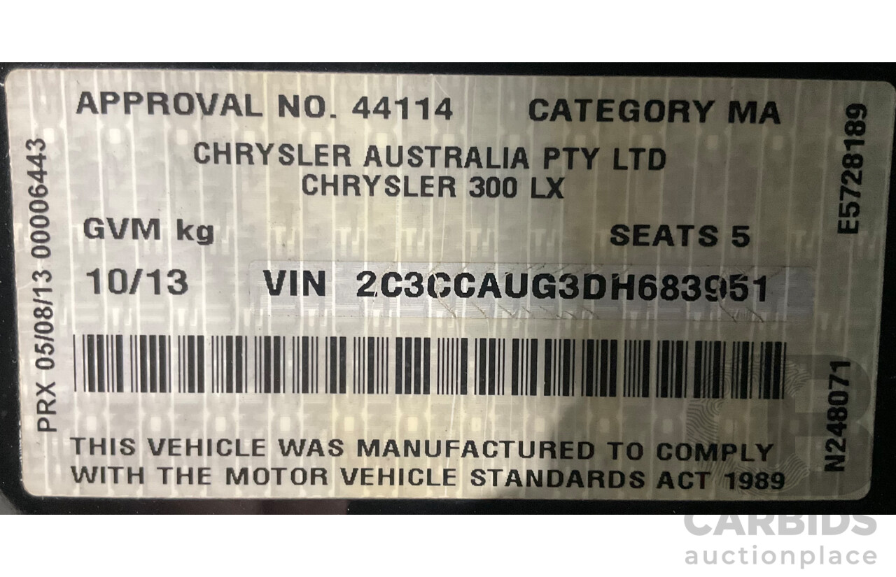 10/2013 Chrysler 300 C Luxury MY12 4d Sedan Blackberry Pearl V6 3.6L