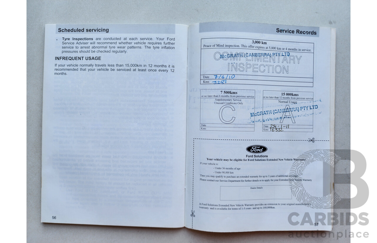 2/2010 Ford G6  FG 4d Sedan Red 4.0L