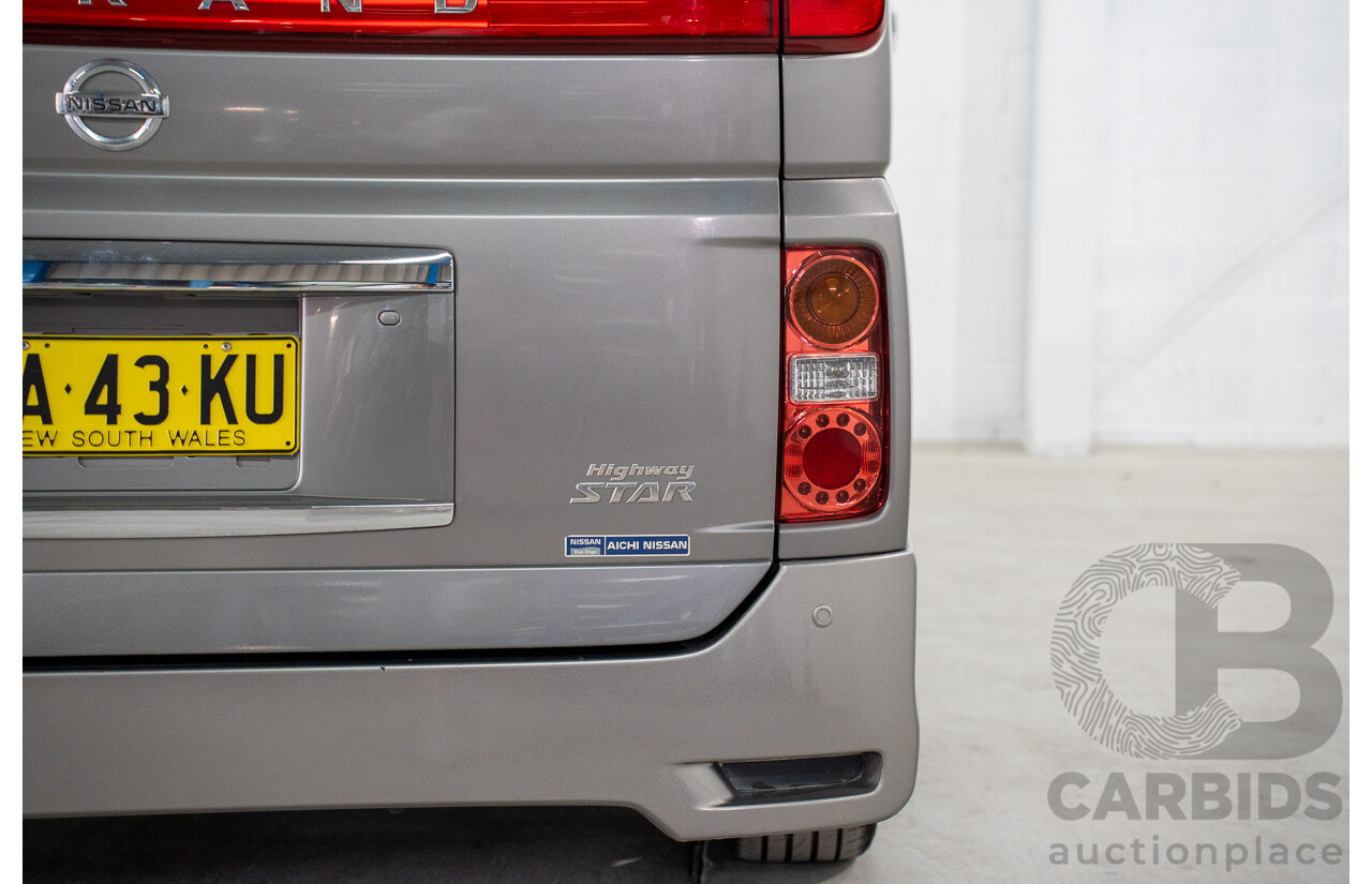 11/2008 Nissan Elgrand Highway Star E51 5 Sp Automatic Bluish Grey Metallic V6 3.5L - 10/2017 Import