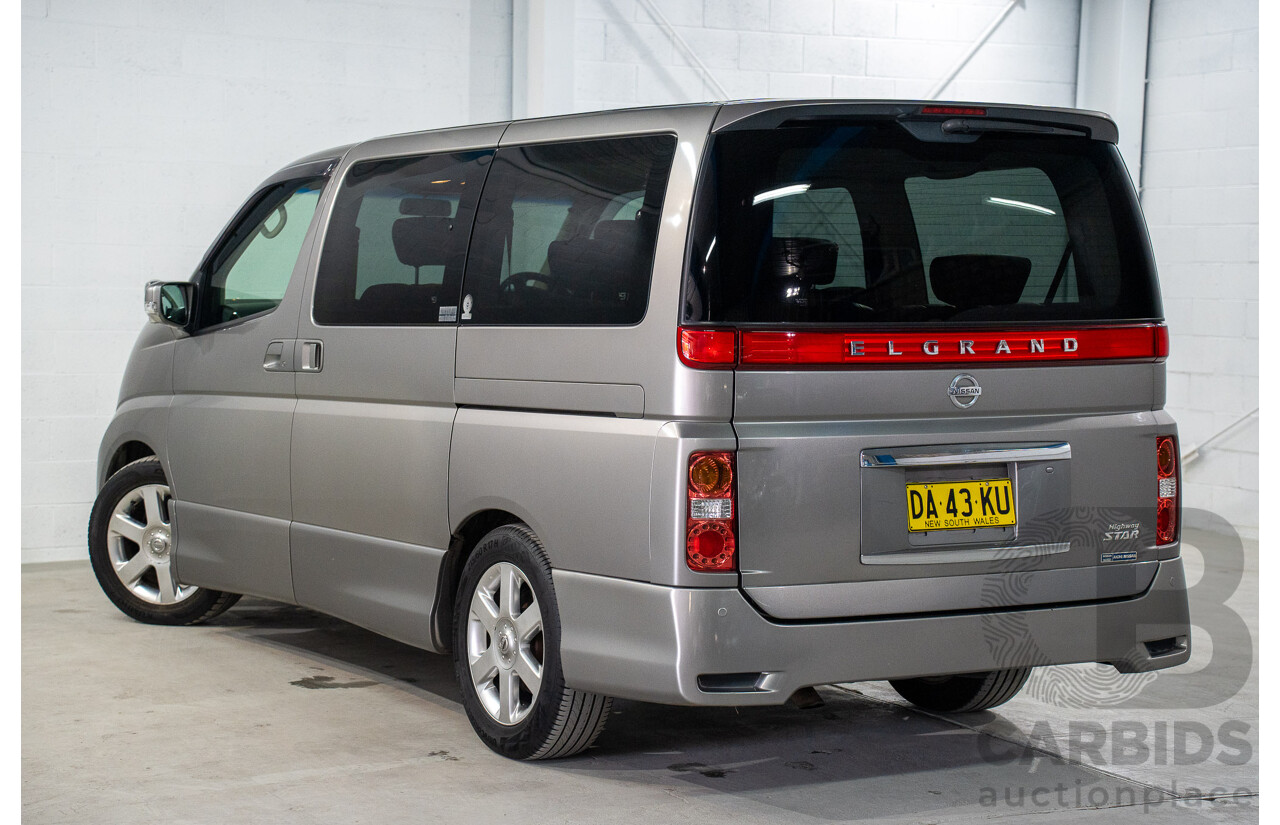 11/2008 Nissan Elgrand Highway Star E51 5 Sp Automatic Bluish Grey Metallic V6 3.5L - 10/2017 Import