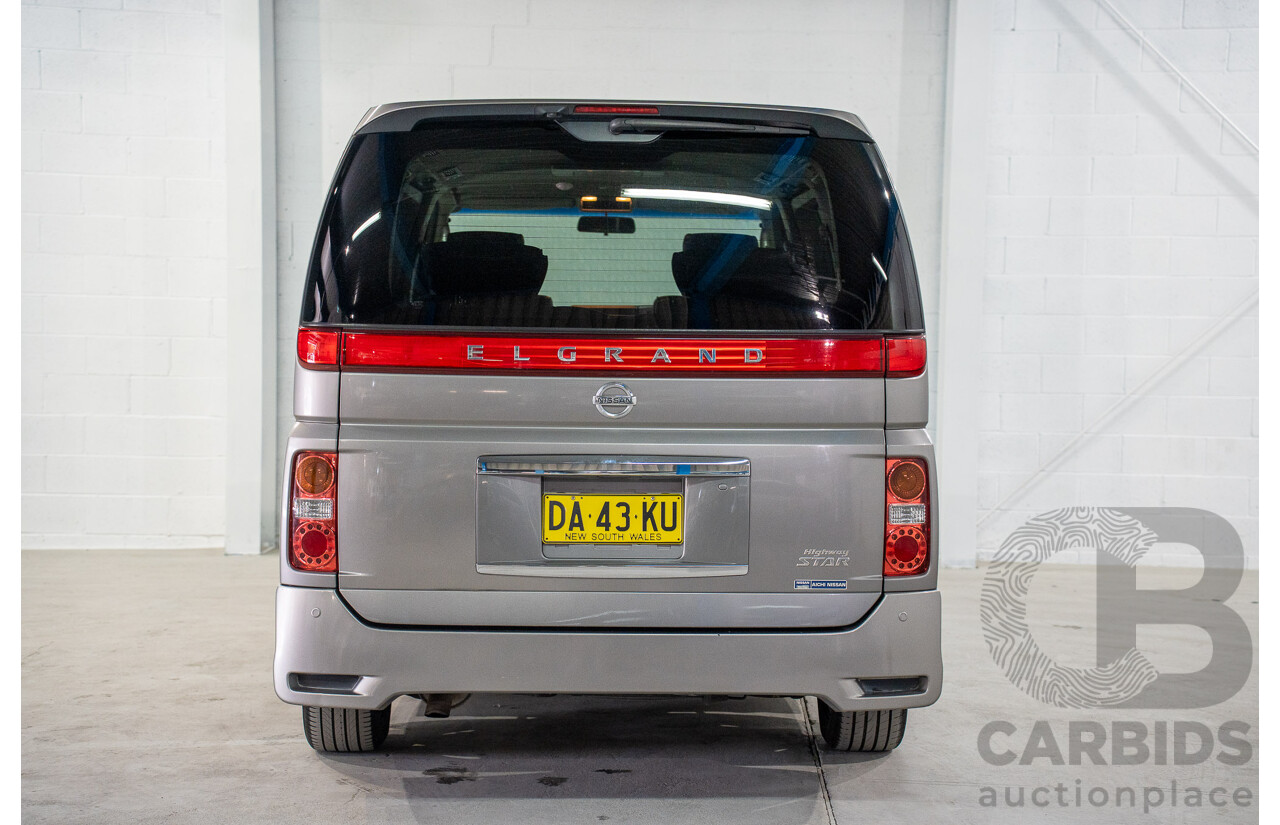 11/2008 Nissan Elgrand Highway Star E51 5 Sp Automatic Bluish Grey Metallic V6 3.5L - 10/2017 Import