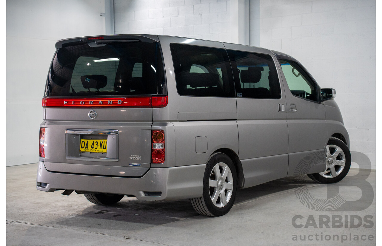 11/2008 Nissan Elgrand Highway Star E51 5 Sp Automatic Bluish Grey Metallic V6 3.5L - 10/2017 Import