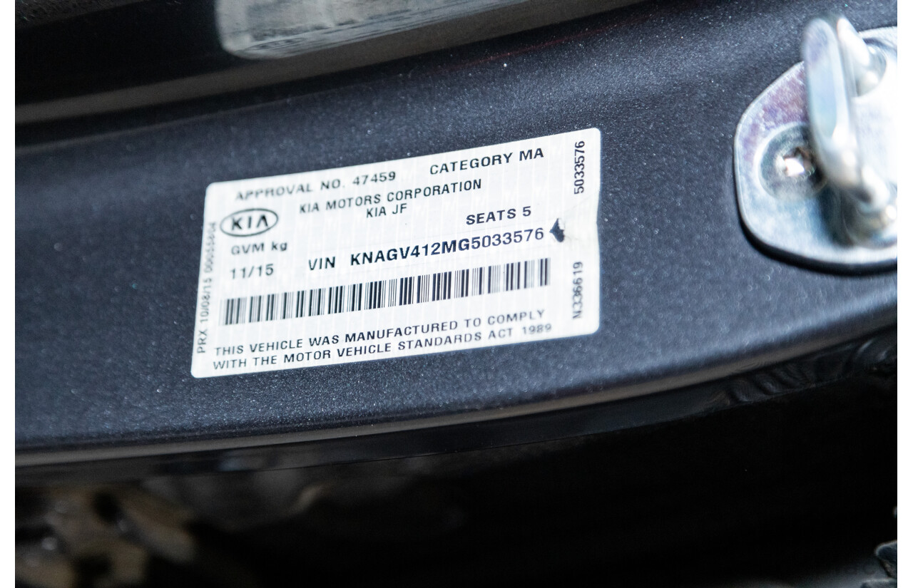 11/2015 Kia Optima GT JF MY16 4d Sedan Platinum Graphite Metallic Turbo 2.0L