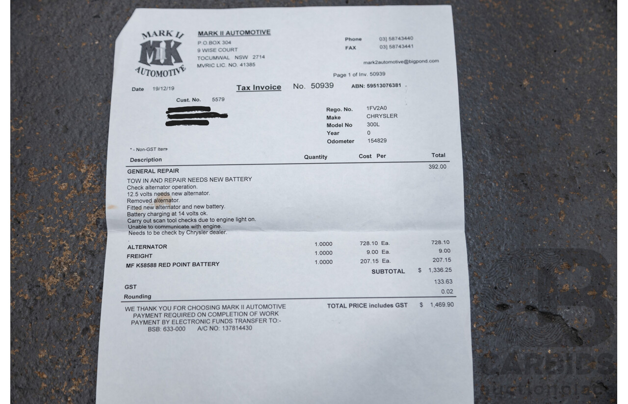 6/2012 Chrysler 300 C MY12 4d Sedan Tungsten Metallic Turbo Diesel V6 3.0L