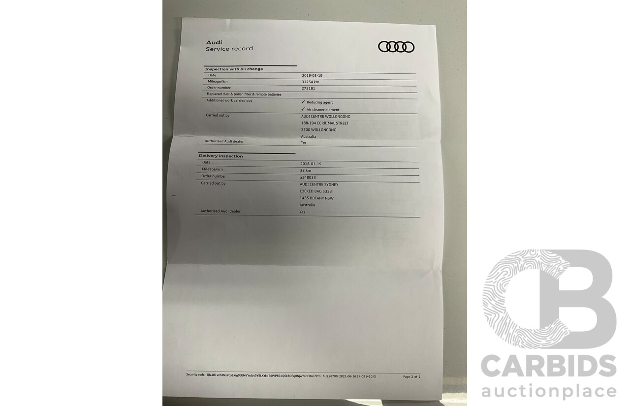 01/2018 Audi Q7 3.0 TDI Quattro (AWD) 4M MY18 4d Wagon Carrara White Turbo Diesel V6 3.0L - 7 Seater