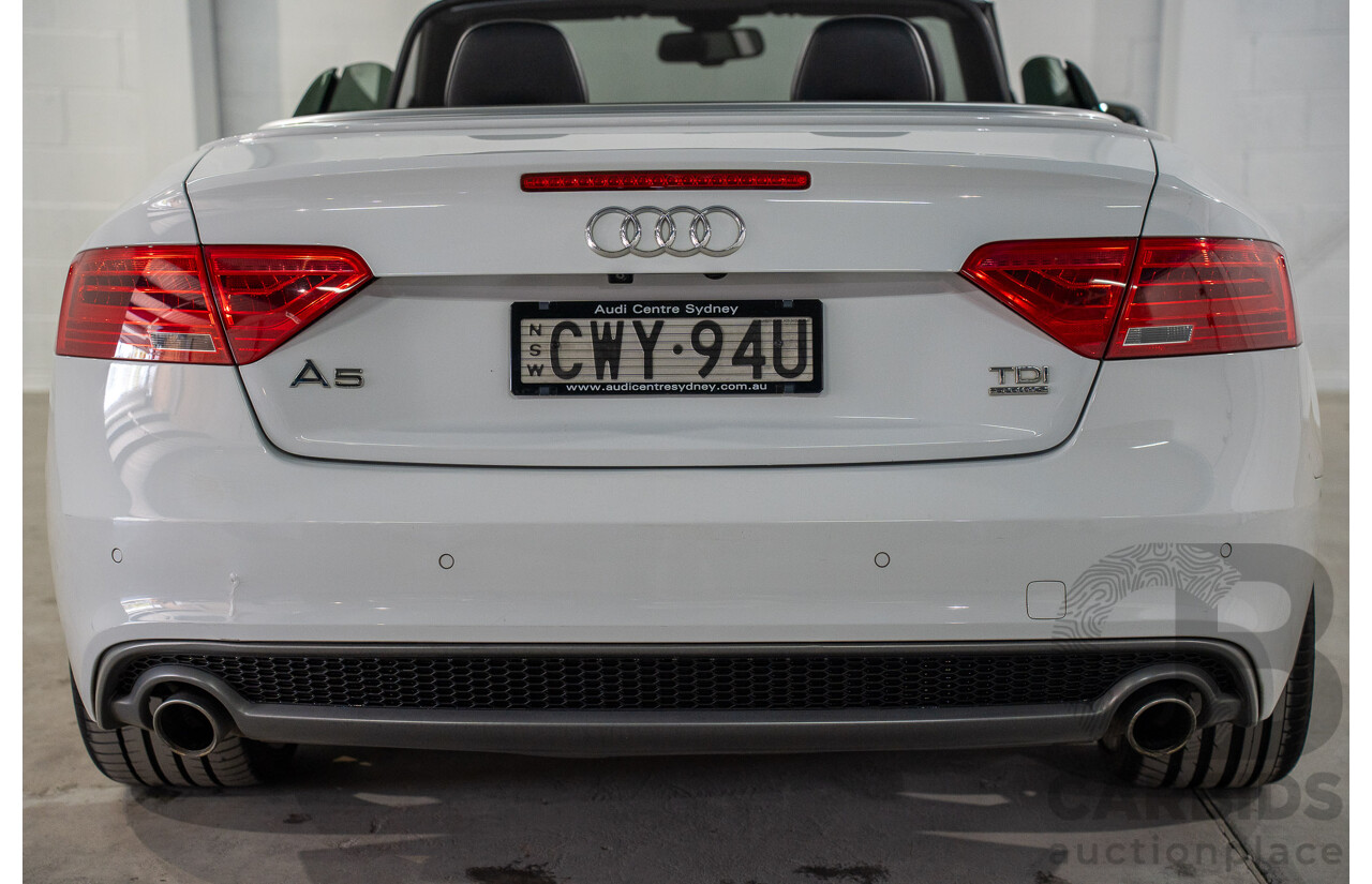 11/2014 Audi A5 3.0 TDI Quattro (AWD) S-Line Package 8T MY14 2d Cabriolet White Turbo Diesel 3.0L