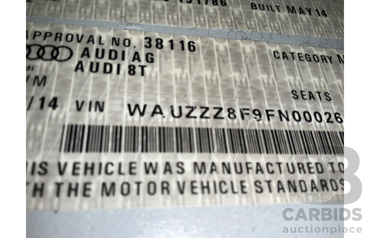 11/2014 Audi A5 3.0 TDI Quattro (AWD) S-Line Package 8T MY14 2d Cabriolet White Turbo Diesel 3.0L