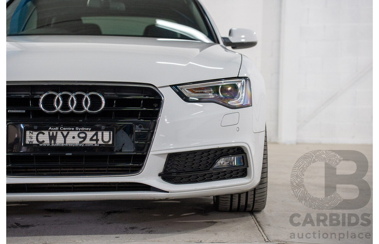 11/2014 Audi A5 3.0 TDI Quattro (AWD) S-Line Package 8T MY14 2d Cabriolet White Turbo Diesel 3.0L