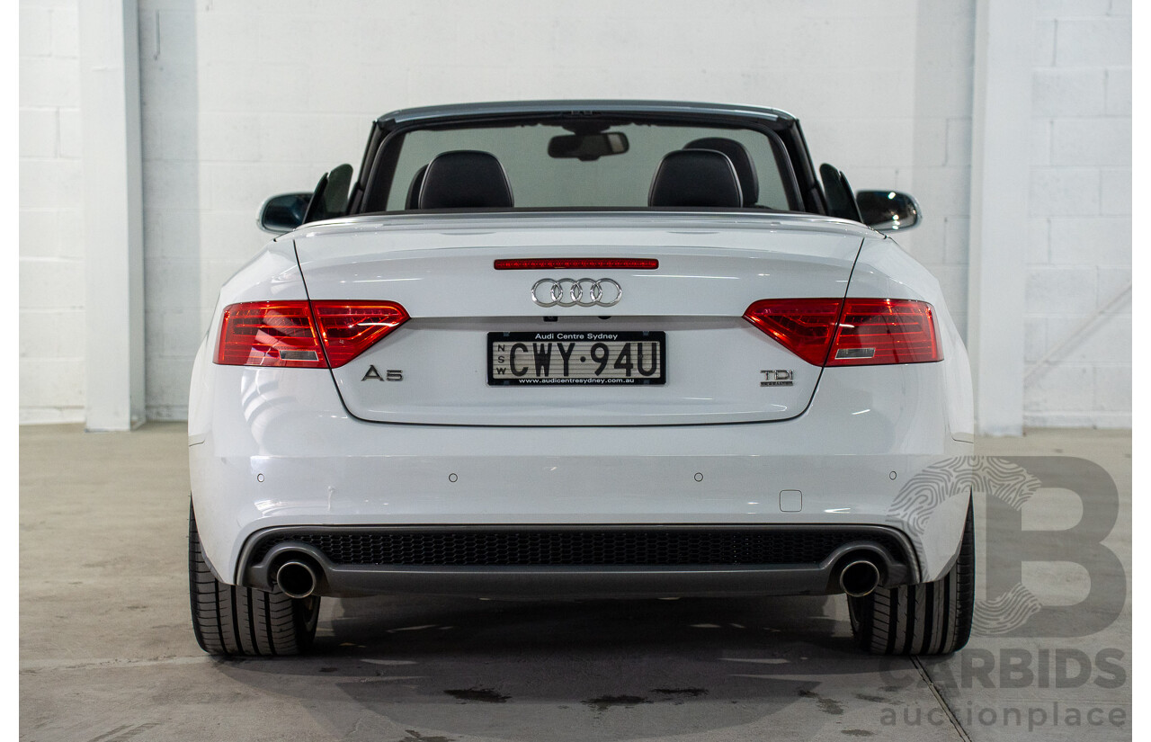 11/2014 Audi A5 3.0 TDI Quattro (AWD) S-Line Package 8T MY14 2d Cabriolet White Turbo Diesel 3.0L