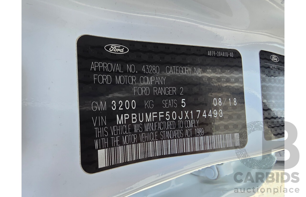 8/2018 Ford Ranger XLT 3.2 (4x4) MY19 PX MKIII 4d Dual Cab Utility Frozen White Turbo Diesel 3.2L