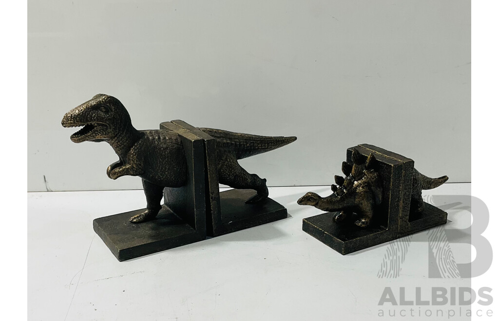 Pair of Reproduction Cast Iron Dinosaur Bookends