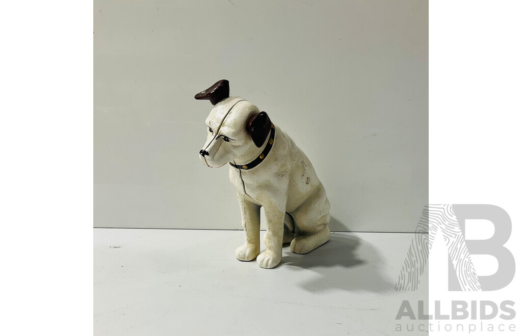 Large Painted Cast Iron Reproduction Dog Money Box