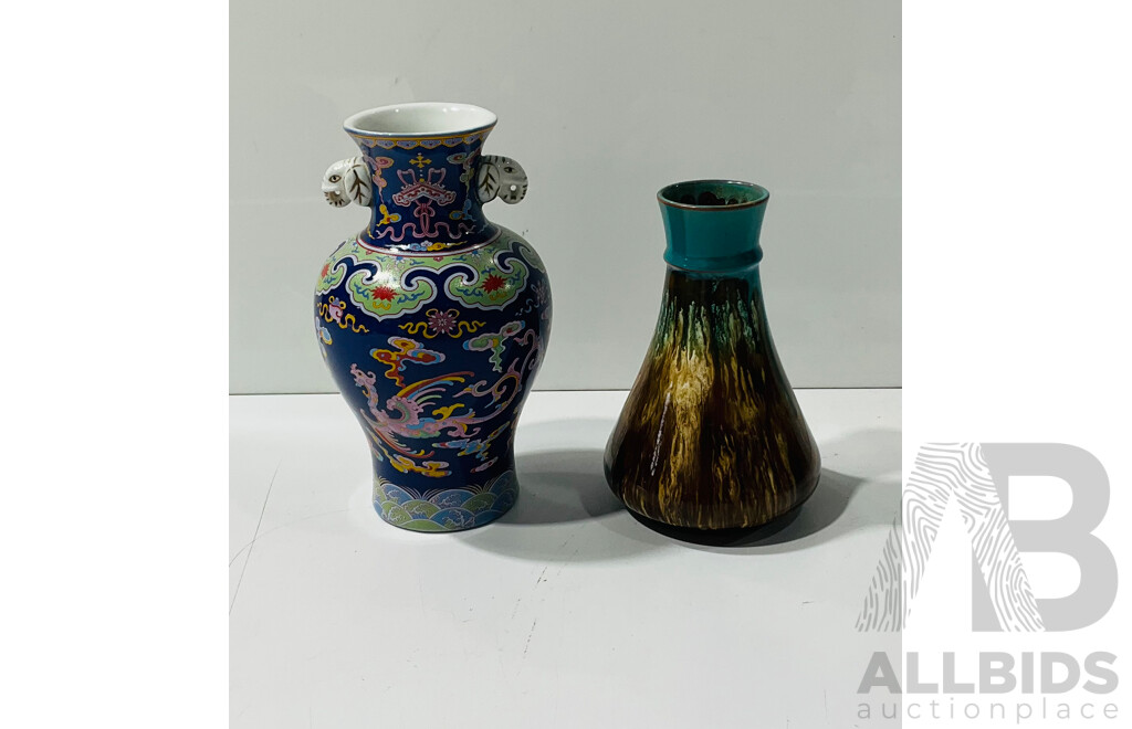 Two Ceramic Vases Comprising Studio Pottery and Chinese Examples