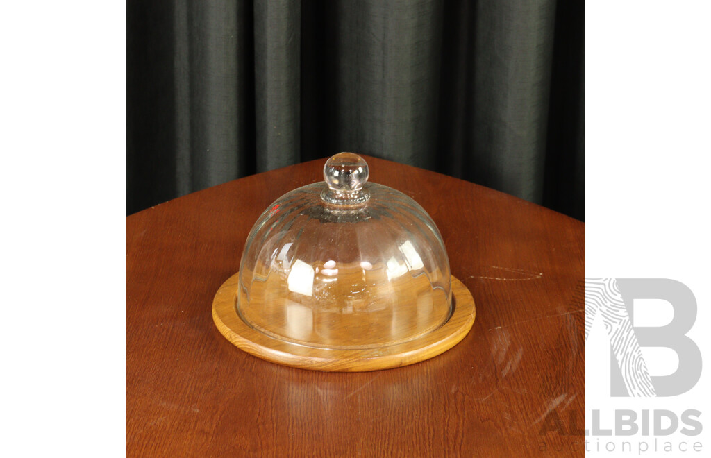 Wooden Cheese Cloche with Glass Lid