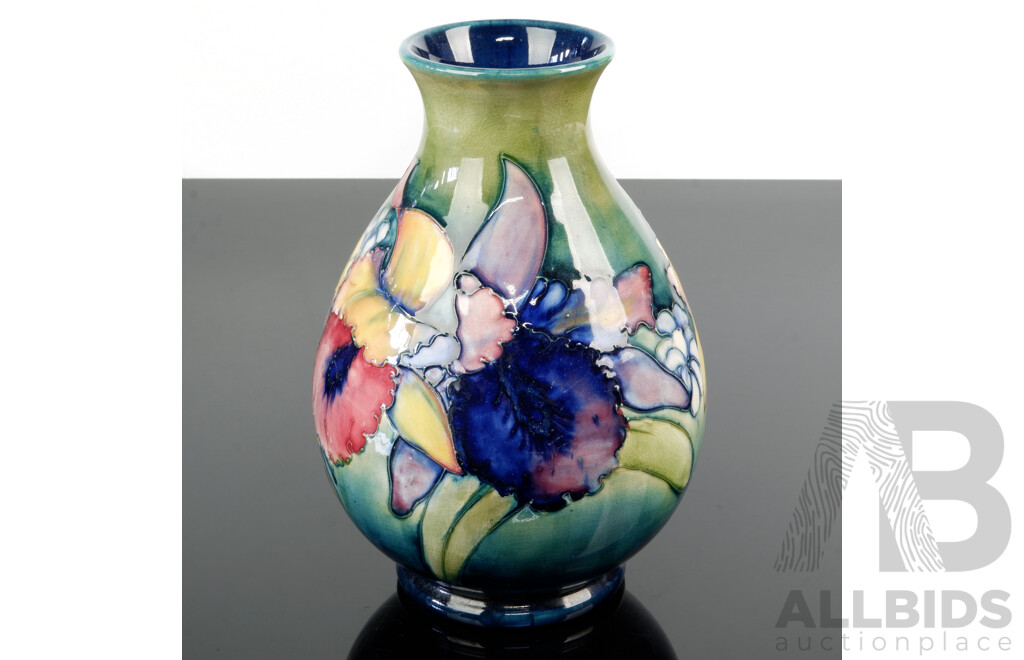 Antique William Moorcroft Orchid Design Porcelain Vase
