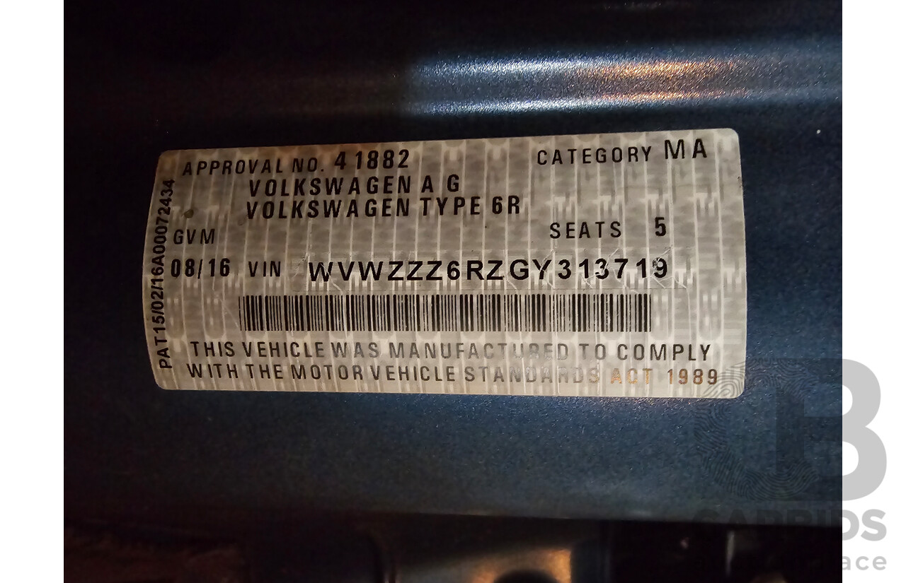 8/2016 Volkswagen Polo GTi 6R MY16 5d Hatchback Blue Silk Metallic Turbo 1.8L