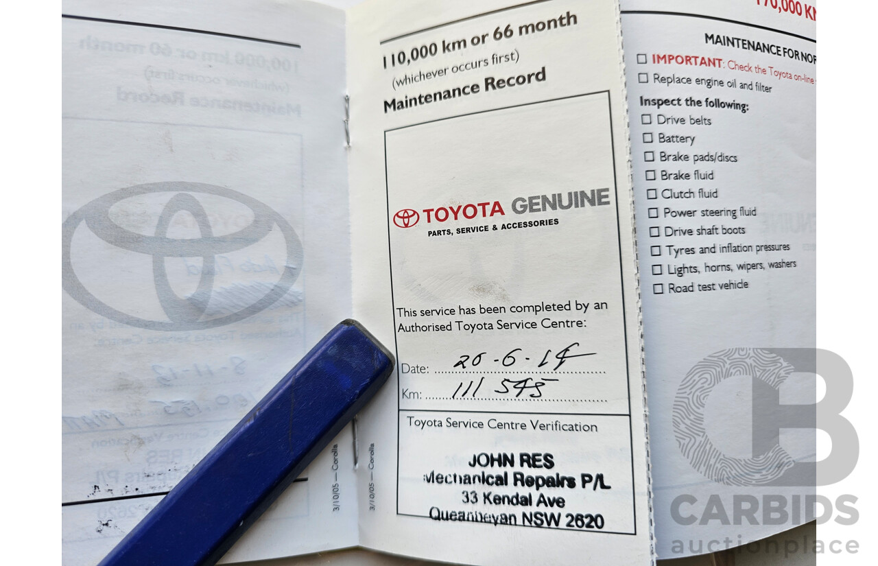 2/2006 Toyota Corolla Ascent ZZE122R 4d Wagon Grey 1.8L