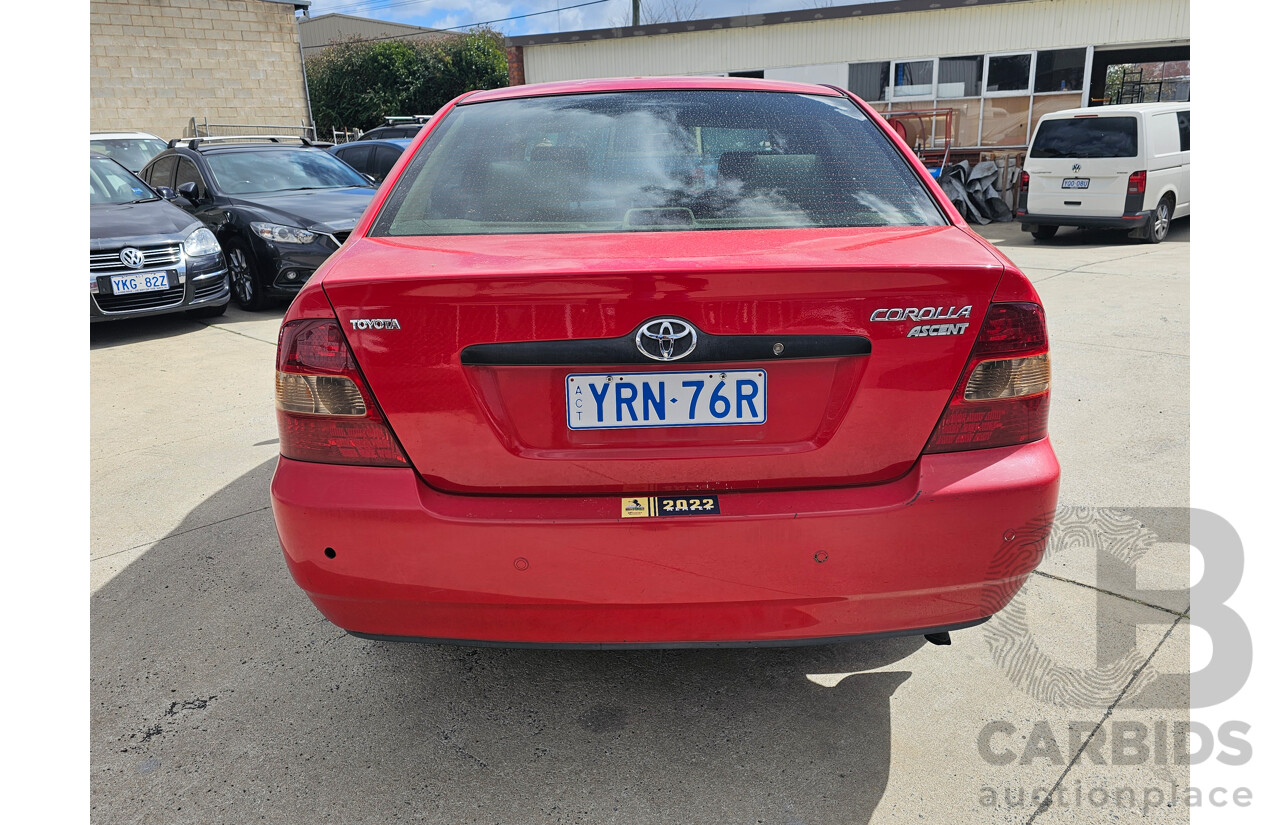 12/2003 Toyota Corolla Ascent ZZE122R 4d Sedan Red 1.8L