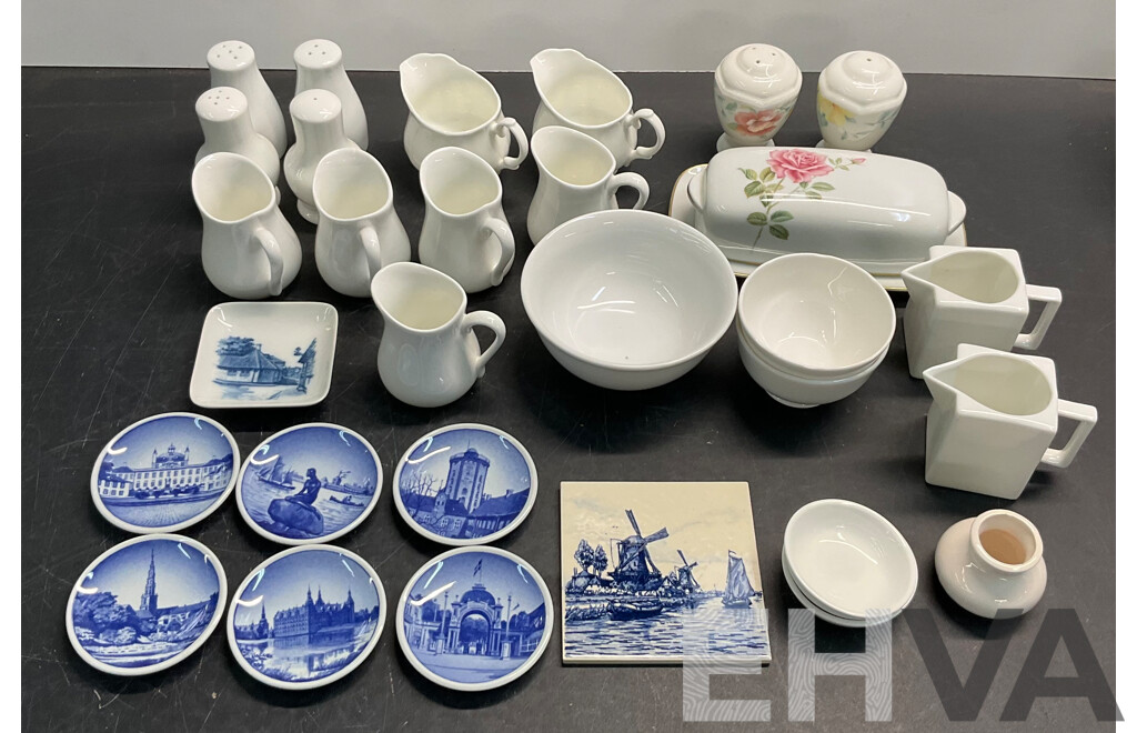 ROYAL COPENHAGEN Set of 6 Collectable Plates &R.C Japan Butter Dish & Assorted of David Jones, Maxwell Williams, Accent Tableware & More