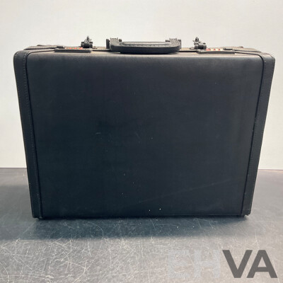 SHEERLINE Vintage Combination Lock Leather Black Briefcase