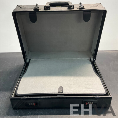 SHEERLINE Vintage Combination Lock Leather Black Briefcase