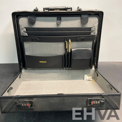 SHEERLINE Vintage Combination Lock Leather Black Briefcase