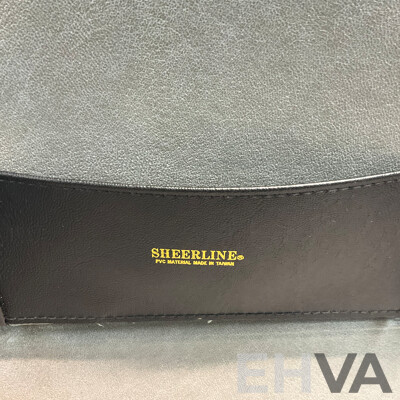 SHEERLINE Vintage Combination Lock Leather Black Briefcase