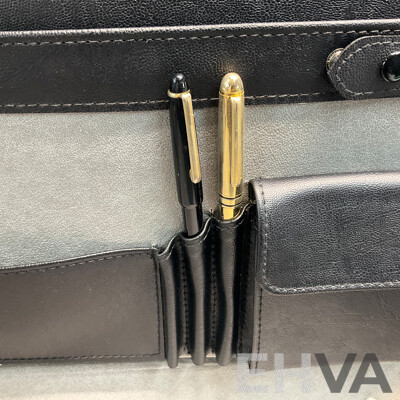 SHEERLINE Vintage Combination Lock Leather Black Briefcase