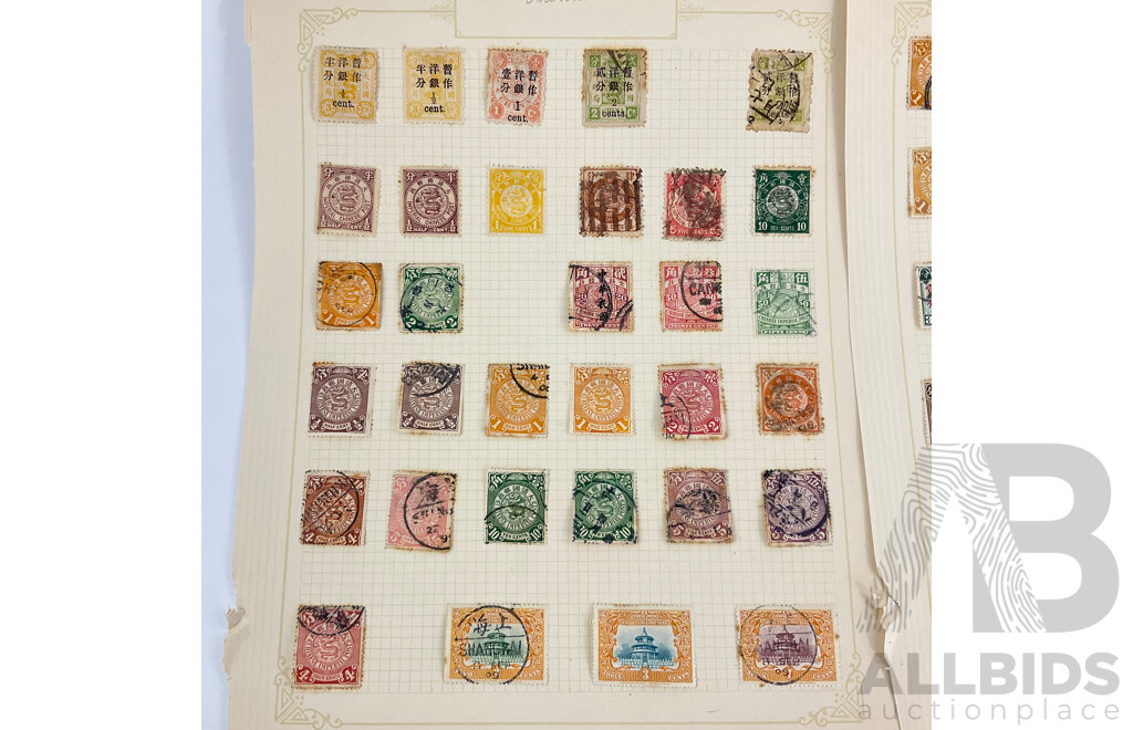 Collection of Chinese Stamps, Examples Spanning 1890's to 1930's, Imperial Chinese Post, Overprints, Half Cent to Twenty Cent
