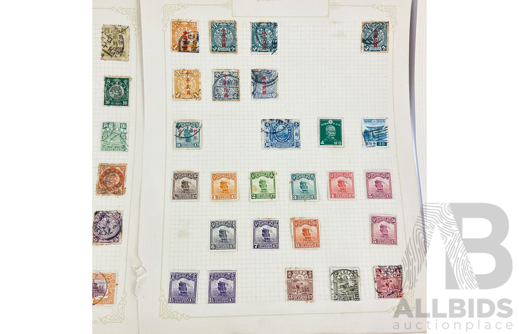 Collection of Chinese Stamps, Examples Spanning 1890's to 1930's, Imperial Chinese Post, Overprints, Half Cent to Twenty Cent