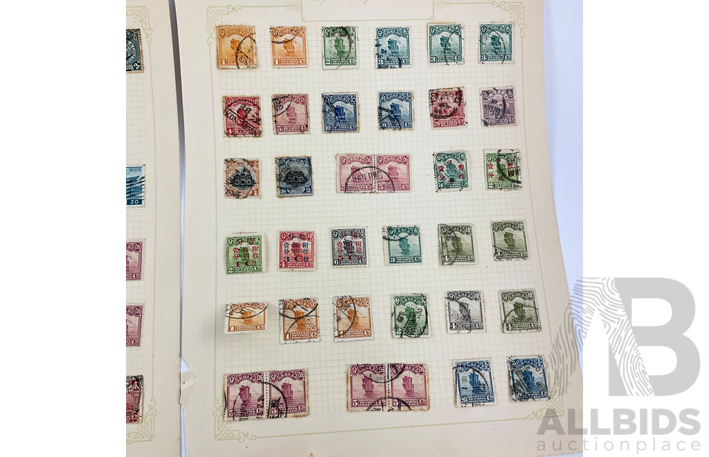 Collection of Chinese Stamps, Examples Spanning 1890's to 1930's, Imperial Chinese Post, Overprints, Half Cent to Twenty Cent