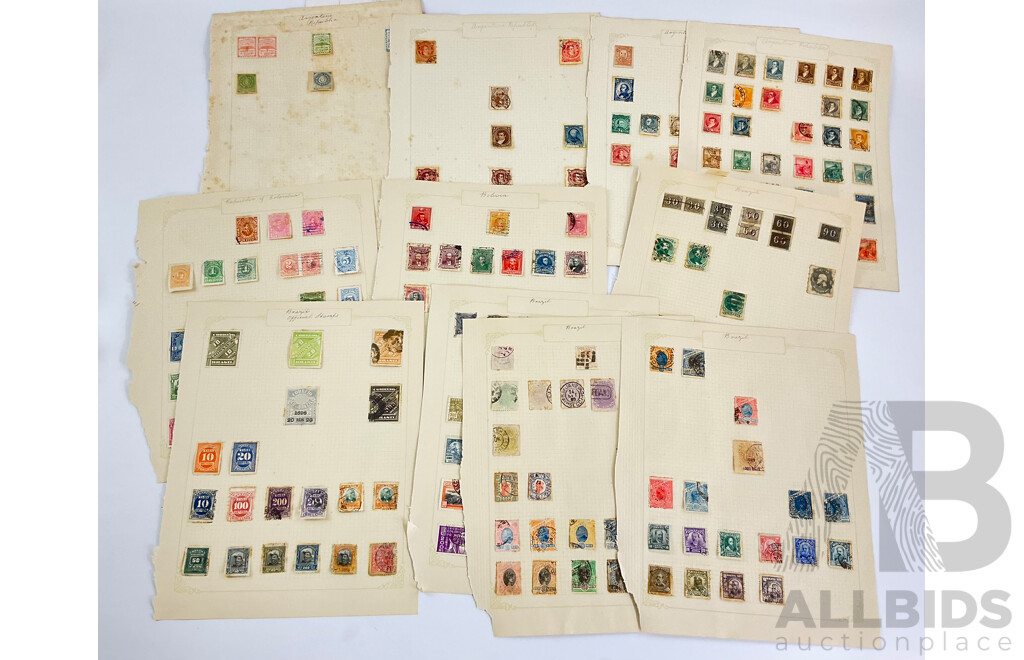 Collection of Argentina, Bolivia, Columbia and Brazil Stamps Spanning 1860's -1930's  Including Imperfs, Pairs, Sets