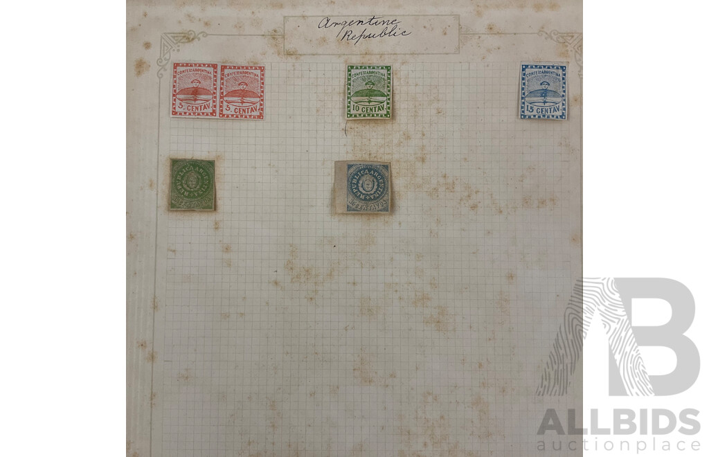 Collection of Argentina, Bolivia, Columbia and Brazil Stamps Spanning 1860's -1930's  Including Imperfs, Pairs, Sets