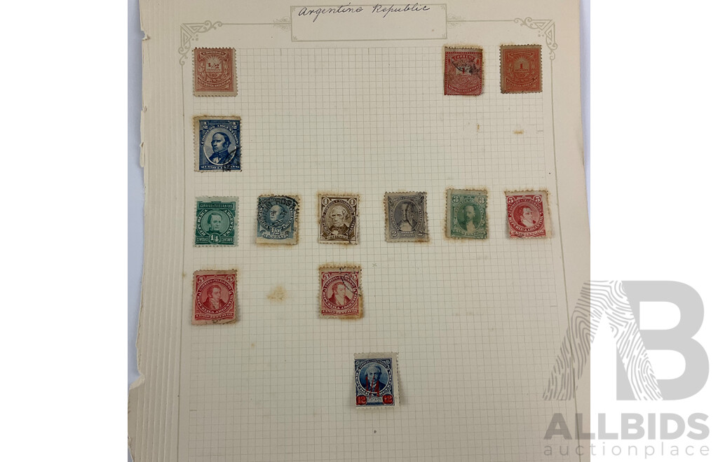 Collection of Argentina, Bolivia, Columbia and Brazil Stamps Spanning 1860's -1930's  Including Imperfs, Pairs, Sets
