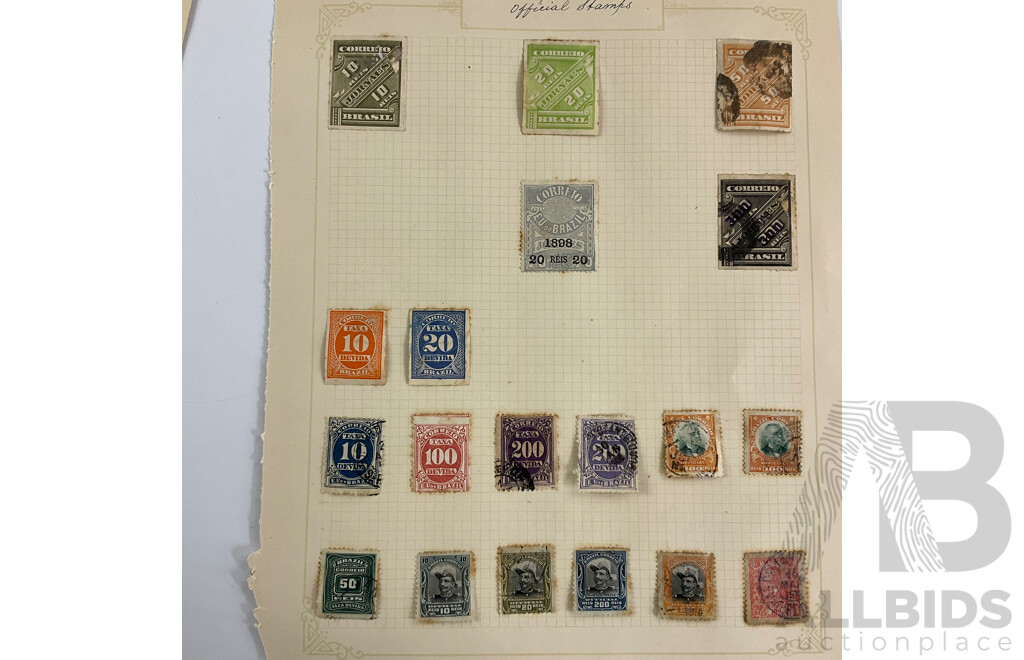 Collection of Argentina, Bolivia, Columbia and Brazil Stamps Spanning 1860's -1930's  Including Imperfs, Pairs, Sets