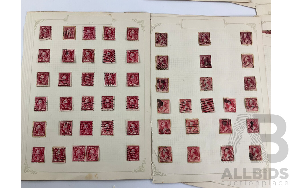 USA Antique Stamps Including Washington One, Two Cent, Mint Hinged Blocks and Strips, Franklin, Examples Spanning One Cents to One Dollar, Columbus Set, Jackson, Lincoln, Garfield, Webster
