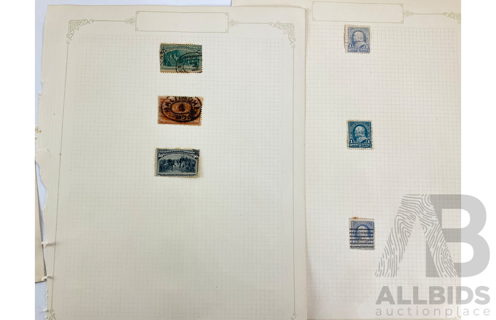 USA Antique Stamps Including Washington One, Two Cent, Mint Hinged Blocks and Strips, Franklin, Examples Spanning One Cents to One Dollar, Columbus Set, Jackson, Lincoln, Garfield, Webster