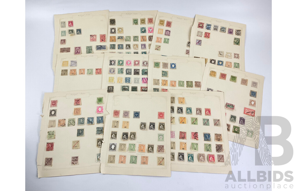 Collection of Antique Portugal and Portugal Colonies Stamps Including Zambezia, Guinea, Timor, Angola