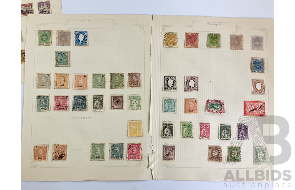 Collection of Antique Portugal and Portugal Colonies Stamps Including Zambezia, Guinea, Timor, Angola