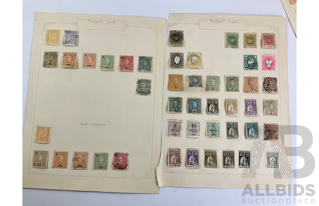 Collection of Antique Portugal and Portugal Colonies Stamps Including Zambezia, Guinea, Timor, Angola