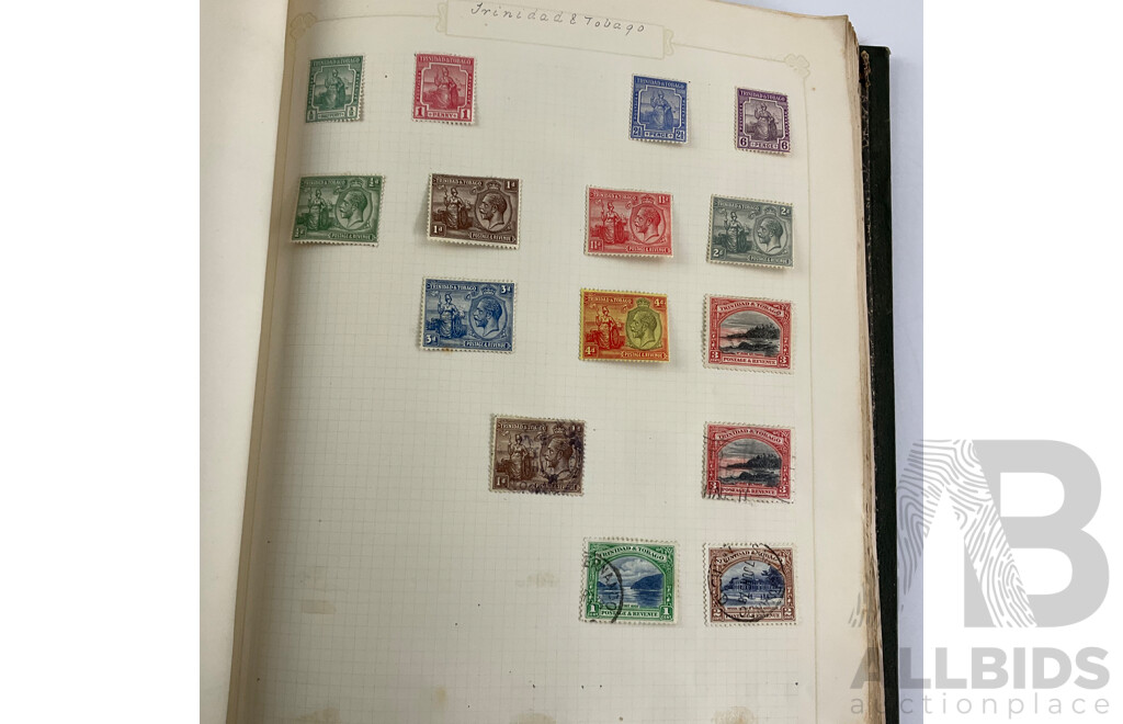 Album of Mostly Antique Commonwealth Countries Stamps Including Montserrat, Nova Scotia, Turks and Caicos Islands, British East Africa, Cape of Good Hope, Gambia, Mauritius, Nyasland, Sierra Leone, Kenya and More