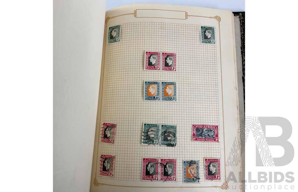 Album of Mostly Antique Commonwealth Countries Stamps Including Montserrat, Nova Scotia, Turks and Caicos Islands, British East Africa, Cape of Good Hope, Gambia, Mauritius, Nyasland, Sierra Leone, Kenya and More