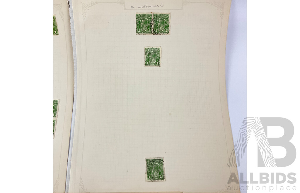 Collection of Australian KGV 1923/24 Stamps, One to Five Penny, Mint Hinged Blocks, Various Water Marks, A.J Mullett Prints