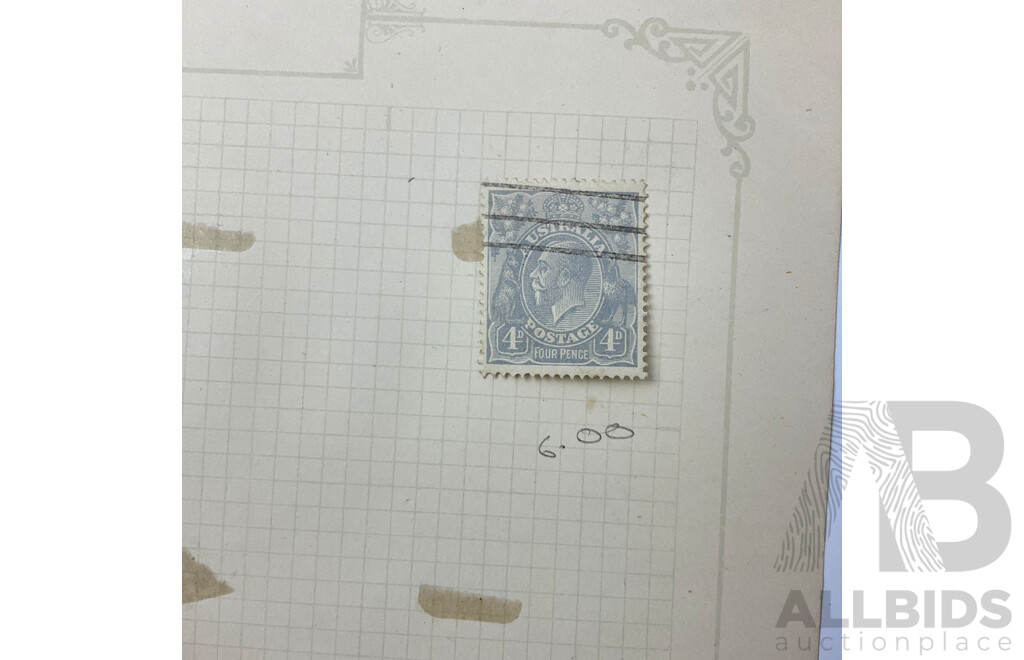 Collection of Australian KGV 1923/24 Stamps, One to Five Penny, Mint Hinged Blocks, Various Water Marks, A.J Mullett Prints