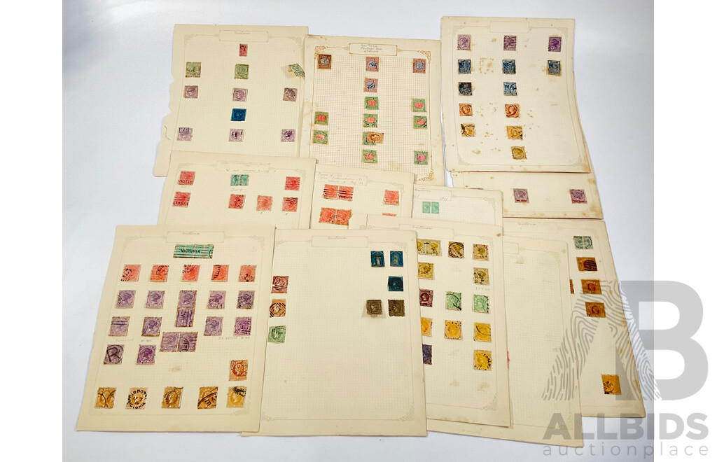 Collection of Australian Victoria State Stamps, QV, Postage Due, Hand Cancels, Perforated, Overprints, Examples Spanning Half Penny to Five Shillings