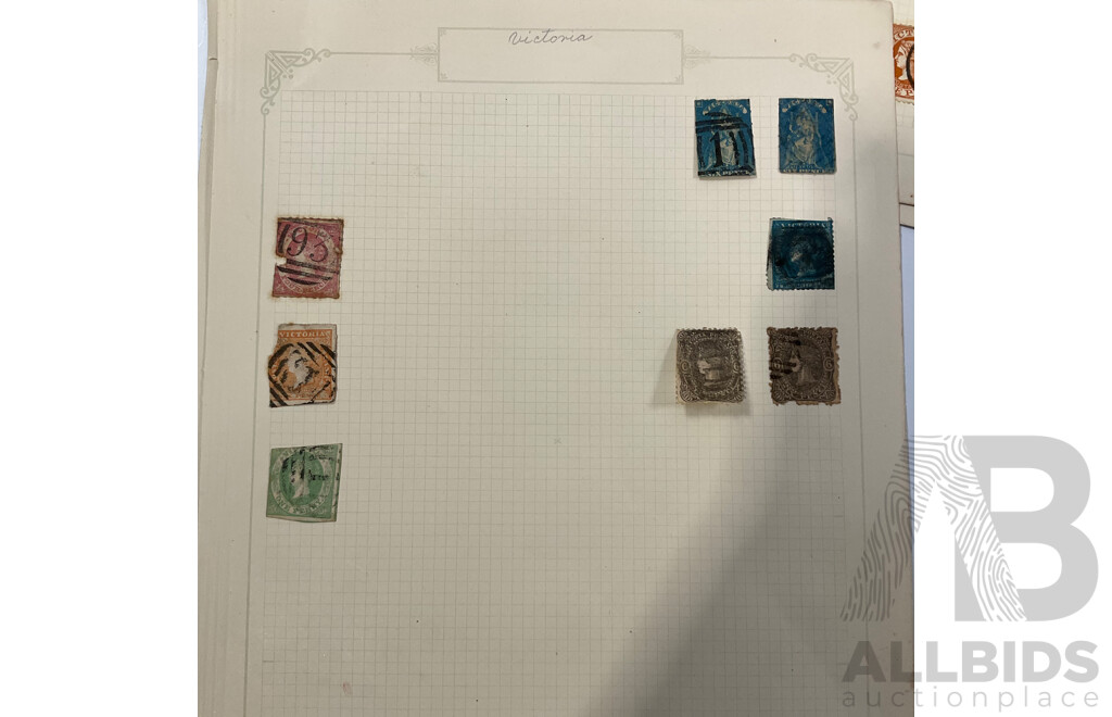 Collection of Australian Victoria State Stamps, QV, Postage Due, Hand Cancels, Perforated, Overprints, Examples Spanning Half Penny to Five Shillings