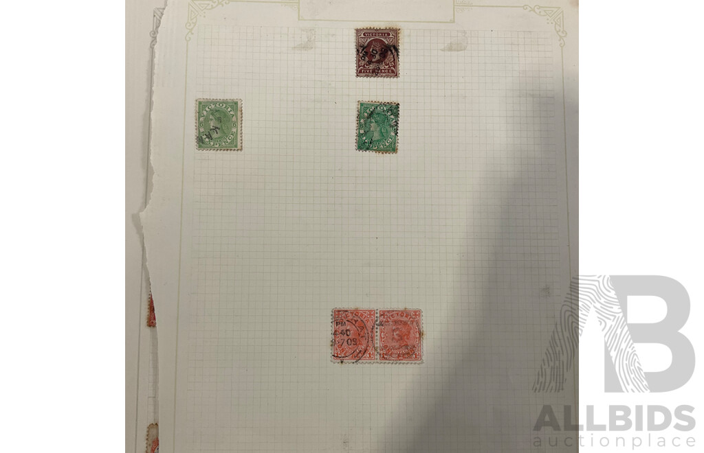 Collection of Australian Victoria State Stamps, QV, Postage Due, Hand Cancels, Perforated, Overprints, Examples Spanning Half Penny to Five Shillings