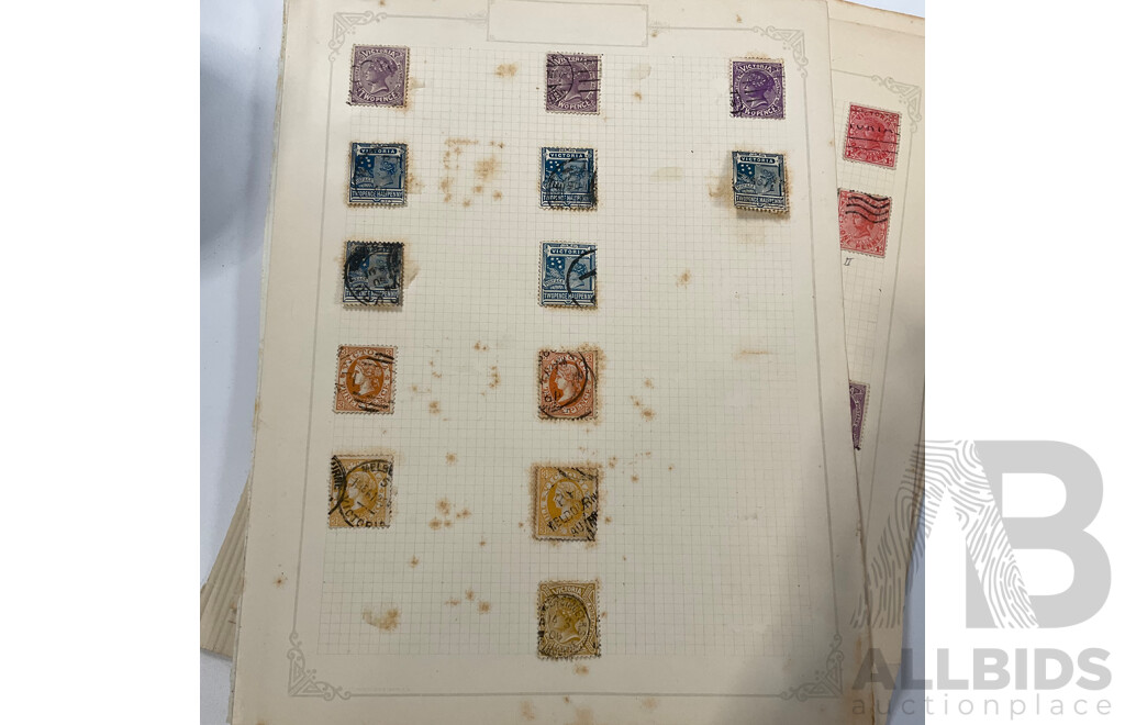 Collection of Australian Victoria State Stamps, QV, Postage Due, Hand Cancels, Perforated, Overprints, Examples Spanning Half Penny to Five Shillings