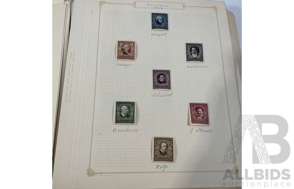 Album of Austrian Vintage and Antique Stamps Including Sets, Hand Cancels, Imperfs, Overprints